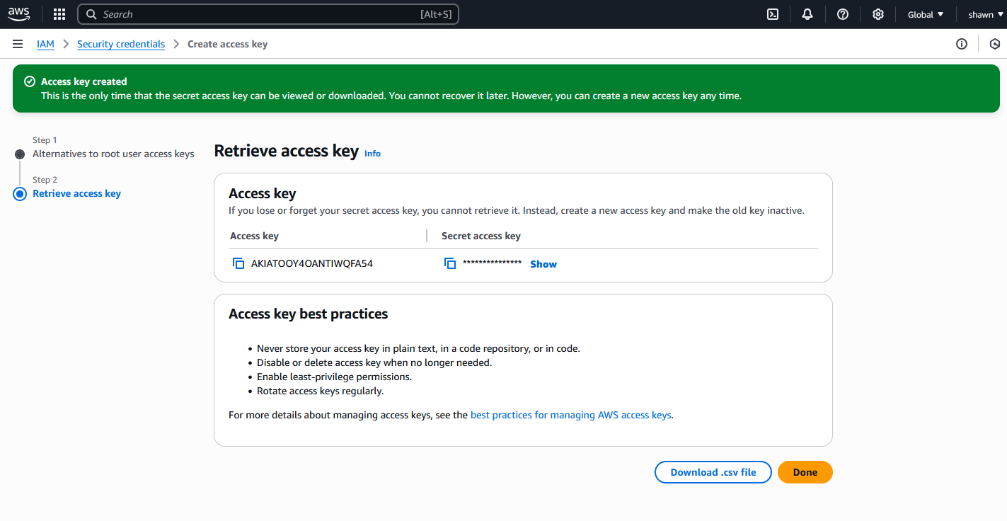 Creating AWS Access Key