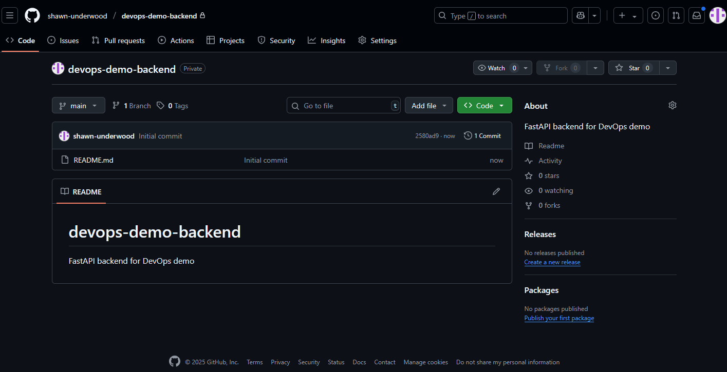 Create Backend Repo