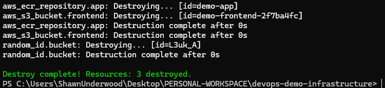 Terraform Destroy Output